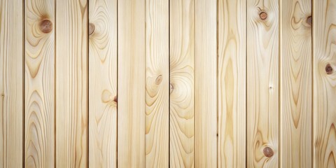 Fototapeta premium A Detailed Close-Up View of Light-Colored Wood Planks Arranged Vertically, Showing Natural Grain Patterns and Knots