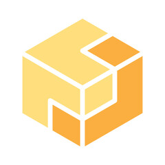 Blockchain icon in flat color style