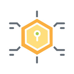 Blockchain icon in flat color style