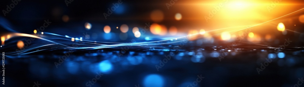 Poster striking blue and yellow abstract background with bold shapes and patterns creating a dynamic visual