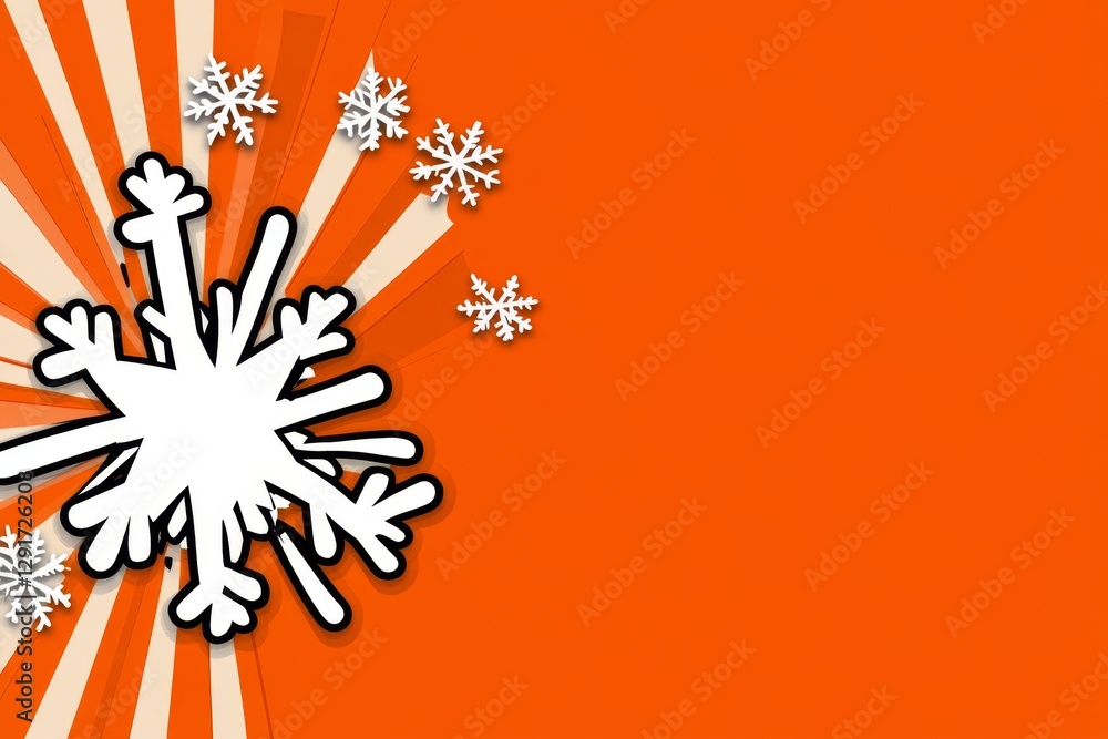 Poster the background is orange, with white stars and rays of light in the center. the overall color scheme