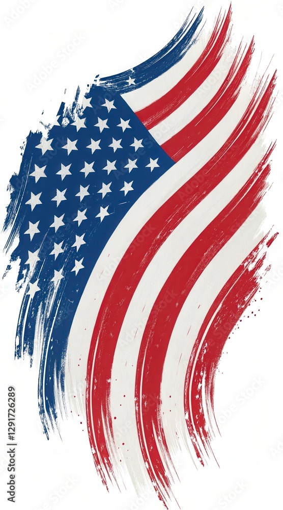 Aufkleber abstract representation of the american flag with brush strokes in vibrant colors and low resolution