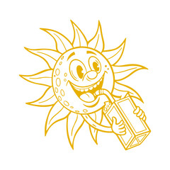 Sun Sipping Juice Hand-Drawn Vector Clipart Isolated Illustration
