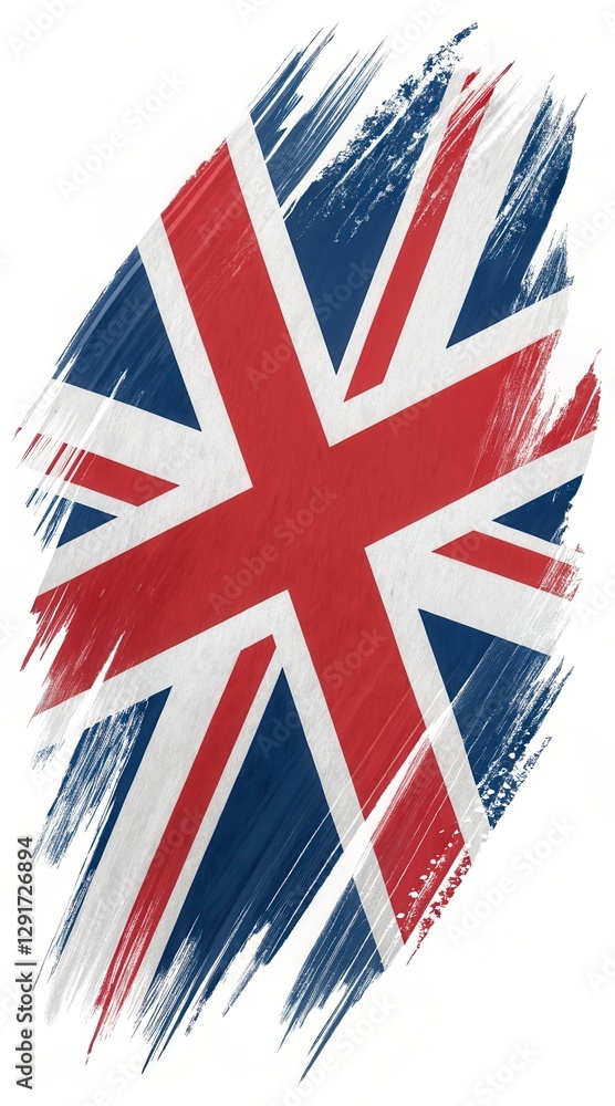 Poster abstract representation of british flag with painted brush strokes in low resolution. generative ai