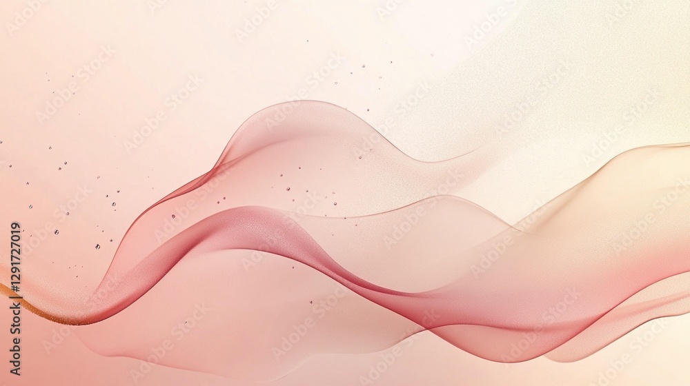 Poster abstract pink and orange wave design with subtle sparkle effect on a light background.