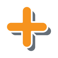 Obraz premium Plus, Positive, Cross, Add icon in flat color style
