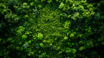 Top-Down View of a Dense Untouched Mossy Forest Floor