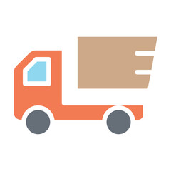 Delivery truck line icon in flat color style