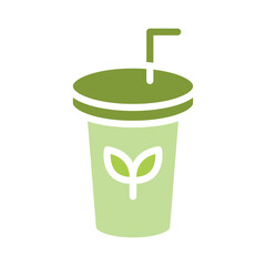 Reusable glass icon in flat color style