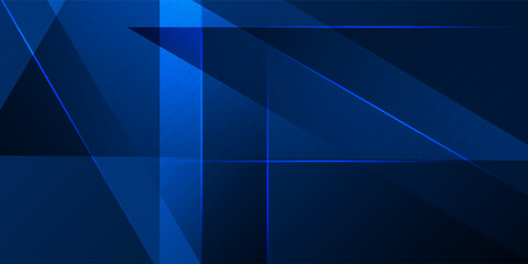 Obraz premium Abstract futuristic blue geometric background with glowing lines and overlapping layers. Modern digital design ideal for technology, business, and innovation themes