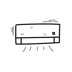 Hand Drawn Air Conditioner Illustration. Doodle Vector. Isolated on White Background - EPS 10 Vector