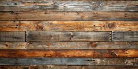 Obraz premium Rustic Weathered Wood Planks Background Texture Displaying Natural Grain Patterns and Knots