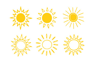Sun Icon Pack Isolated Vector Illustrations