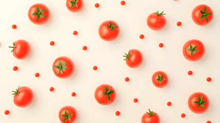 Vibrant Arrangement of Fresh Red Tomatoes on a Light Background in a Delicate Pattern