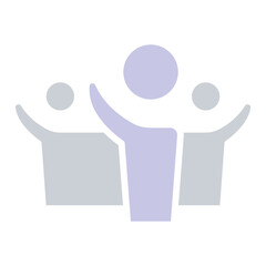 People raised hand icon in flat color style