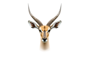 Watercolor depiction of an impala antelope head, cut out
