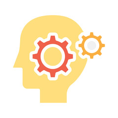 AI, artificial intelligence icon in flat color style