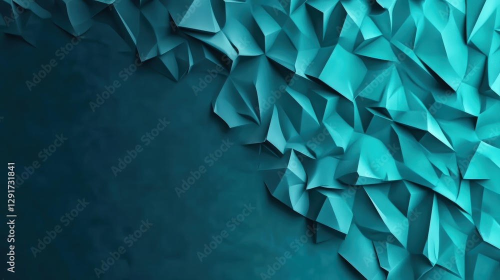 Poster geometric blue background featuring numerous triangles in various sizes creating a modern and stylis