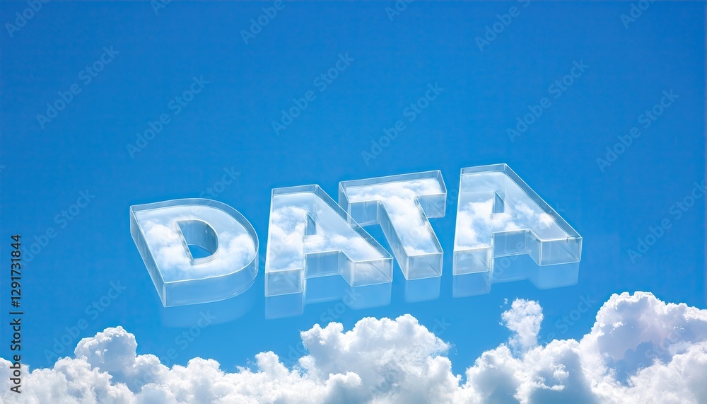 Poster digital data representation in the cloudy sky