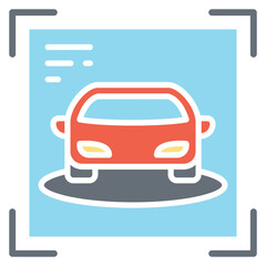 Smart car icon in flat color style