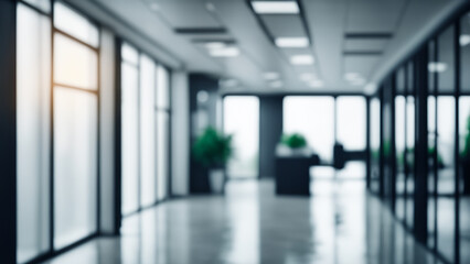 Defocused Background Image of a Hallway in a Modern Office