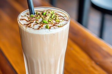 Pistachio Chocolate Milkshake In Glass  Keywords