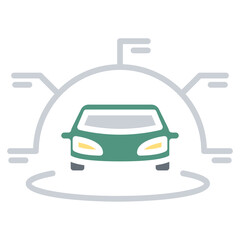 Smart car icon in flat color style