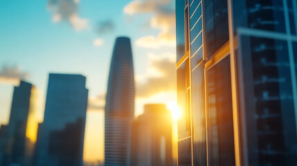 Sunrise over cityscape bitcoin and btc trends in urban business environment