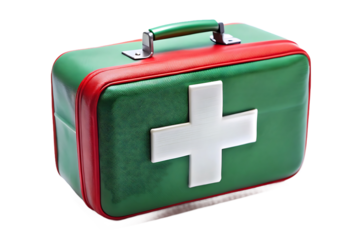 Green and Red First Aid Kit with White Cross