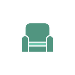 Armchair icon in flat color style