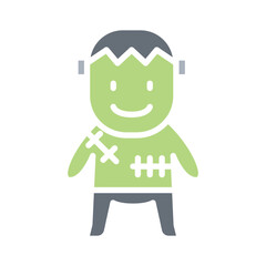 Zombie icon in flat color style