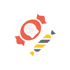 Halloween candy icon in flat color style