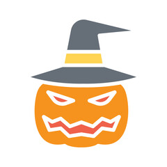 Halloween pumpkin icon in flat color style