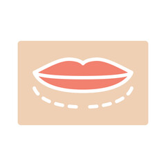 Lip reduction icon in flat color style