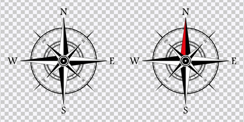 Compass Navigation Logo – Vector Flat Icon on Transparent Background