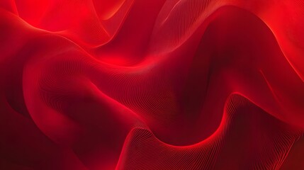 Obraz premium A vibrant red fabric abstract background showcasing smooth curves and flowing waves, perfect for creative projects and designs.