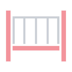 Crib icon in flat color style