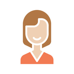 Woman icon in flat color style