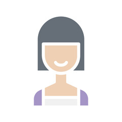 Woman icon in flat color style