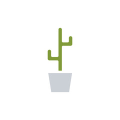 Cactus icon in flat color style