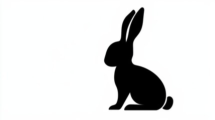 Fototapeta premium A silhouette of a rabbit, characterized by long ears and a round body, set against a plain background.