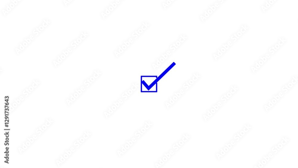 Poster tick mark icon animated on the rectangle box. fill in the box. successful symbol.check mark.tick mar