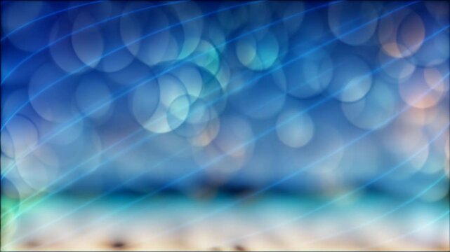 Abstract looped animation with soft sky blue background, flying bubbles circles bokeh, seamless footage.
