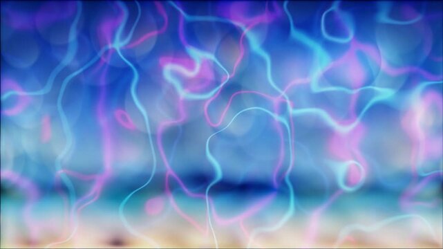 Abstract looped animation with soft sky blue background, flying bubbles circles bokeh, seamless footage.