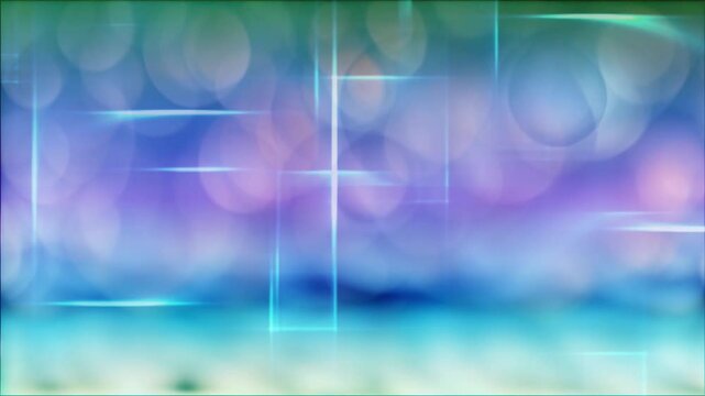Abstract looped animation with soft sky blue background, flying bubbles circles bokeh, seamless footage.