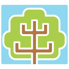 Tree icon in flat color style