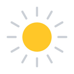Sun icon in flat color style