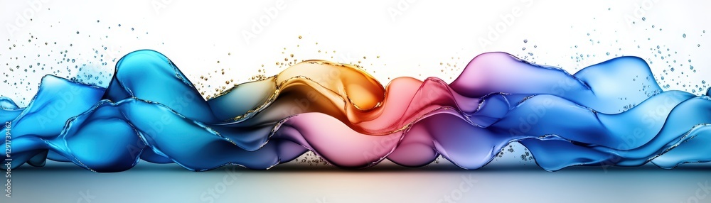 Poster dynamic water splashing against a pure white background capturing the fluidity and motion of liquid 