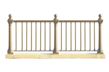 Metal fence design with ornamental posts, cut out