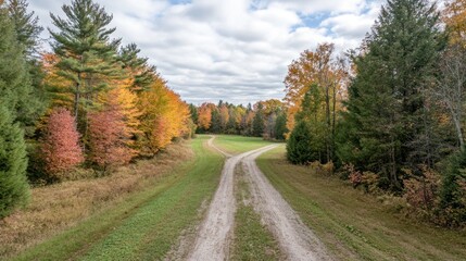 Fototapeta premium Wooded private road lined with trees